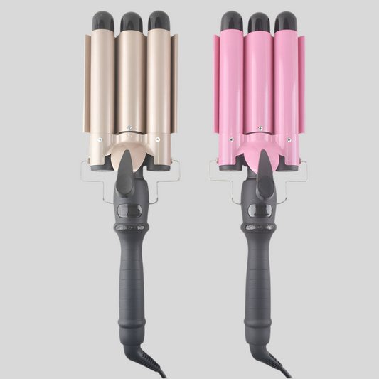 3-Barrel Hair Curling Iron Wand with LCD Display