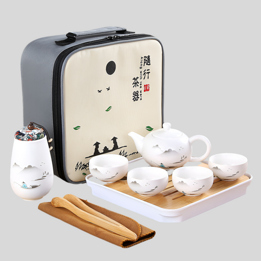 Portable Travel Tea Set with Pots and Cups