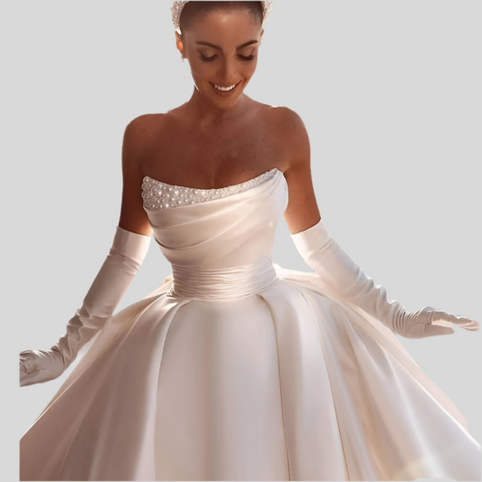 Sophisticated Satin Strapless Wedding Dress