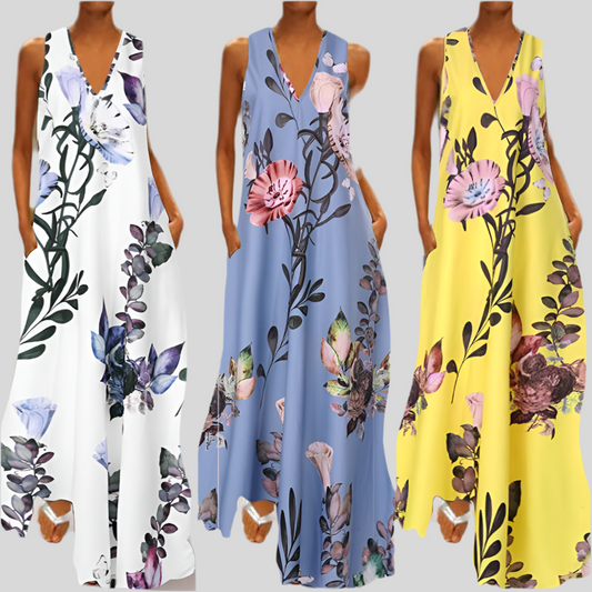 Sleeveless A-Line Dress with Print