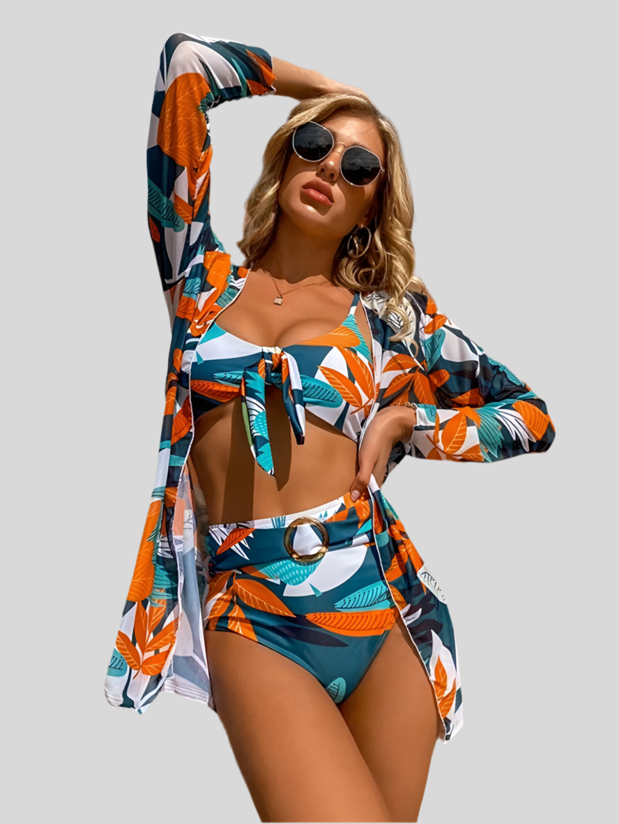 Women’s Trendy Printed Three-Piece Swimwear