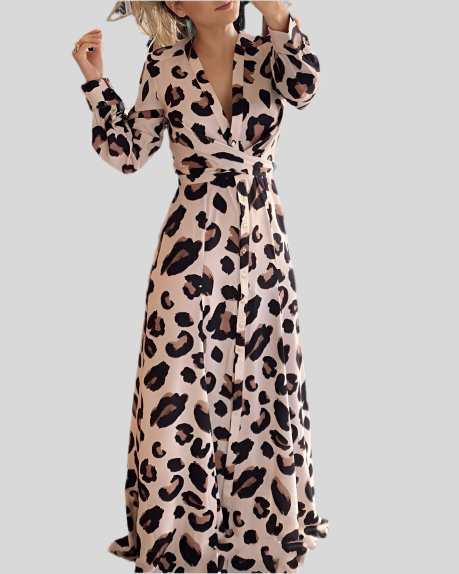 Trendy Leopard-Print Long Sleeve Dress