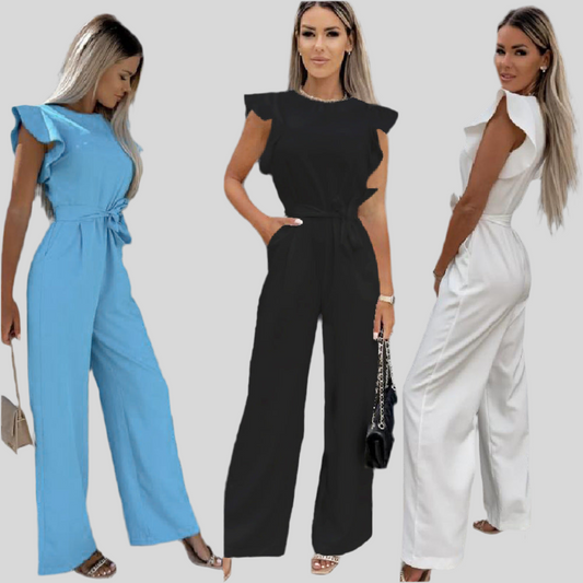 New High Waist Lace-Up Jumpsuit with Waist Trimming Trousers