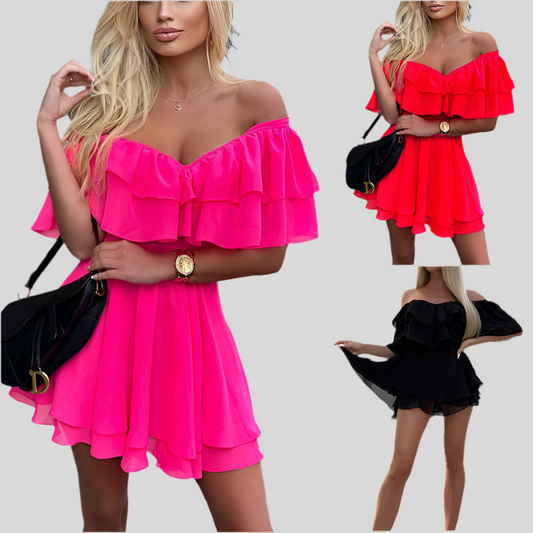 Strapless Ruffle Neck Dress