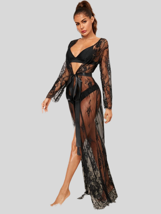 Women’s Long Sleeve Lace Sleepwear Robe