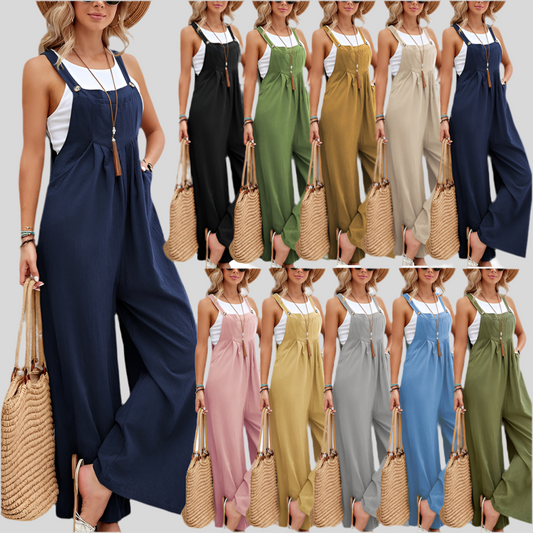 Women’s Casual Loose Overalls with Pockets – Long Bib Jumpsuits