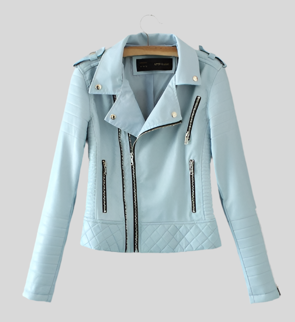 Fashionable Women’s Faux Leather Motorcycle Jacket