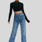 Curved Hem Backless Tie Crop Top