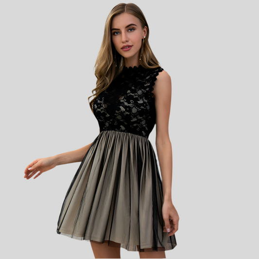 A-Line Dress with Lace Trim