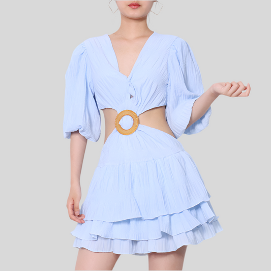 A-Line Chiffon Dress with Short Skirt