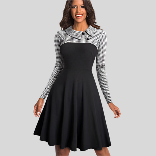 Contrast Stitch Lapel Dress