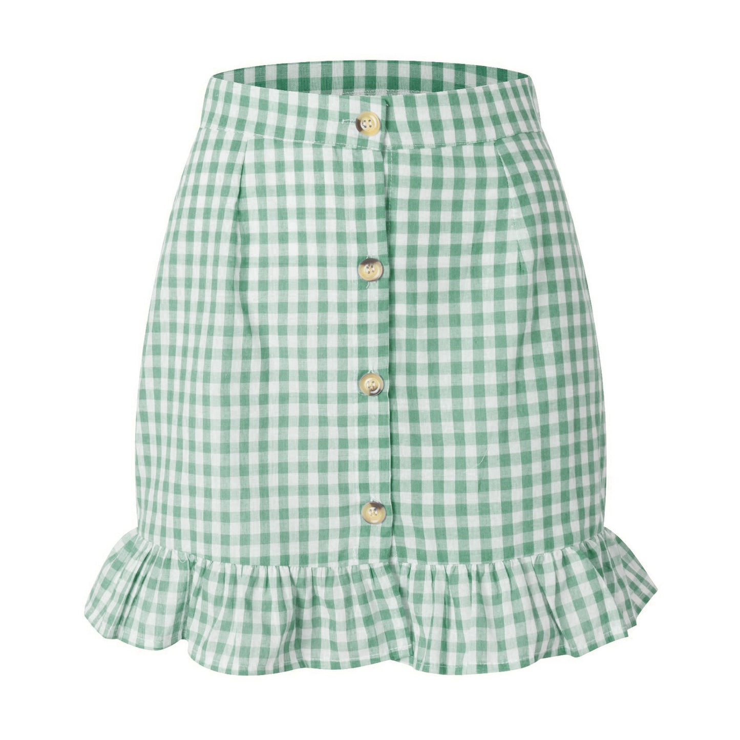 Plaid Lotus Leaf Wrap Skirt