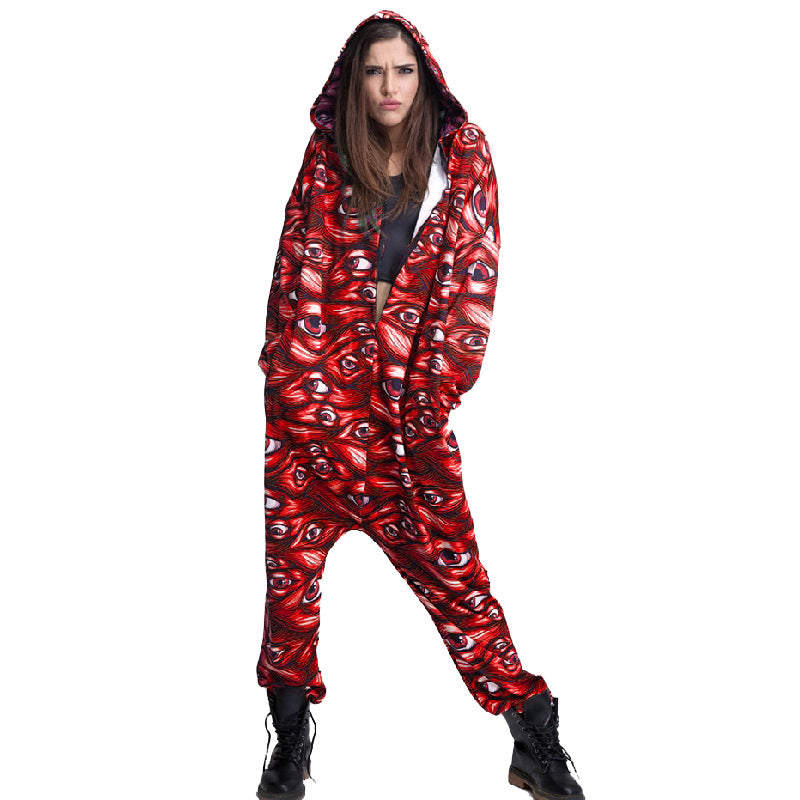 Women’s Halloween Printed Loose Jumpsuit