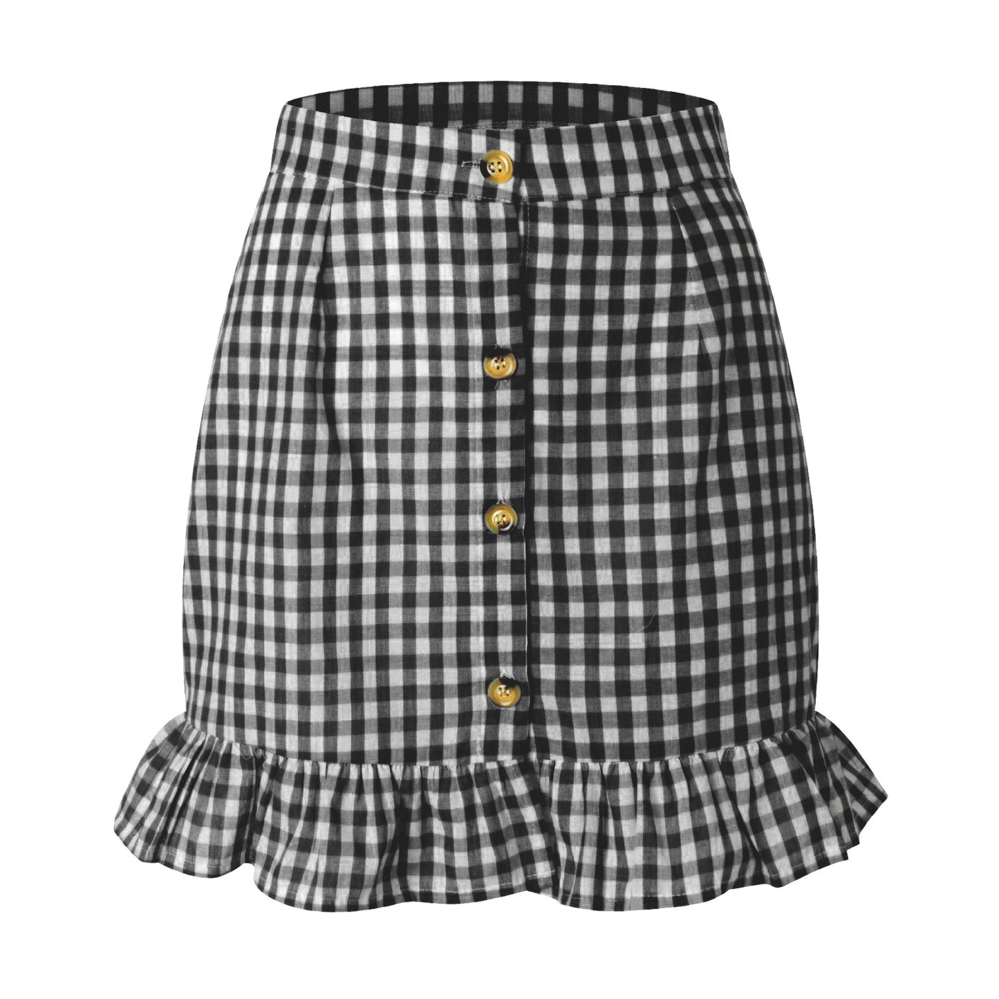 Plaid Lotus Leaf Wrap Skirt