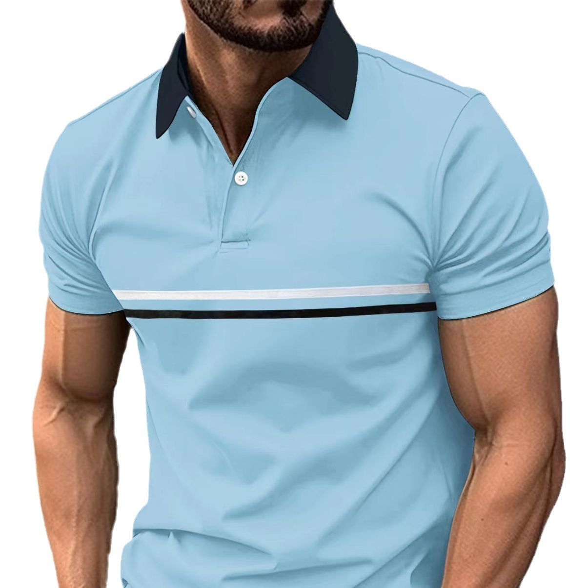 Men’s Button Stitching Sports Polo Shirt