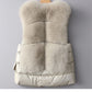 Winter Short Down Jacket with Faux Fox Fur Vest