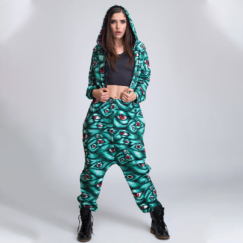 Women’s Halloween Printed Loose Jumpsuit