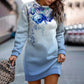 ContrastChic Round Neck Sweater Dress