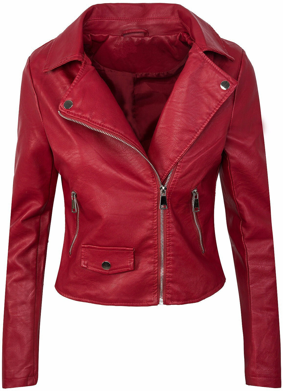 Women’s Fall/Winter Slim PU Leather Short Zipper Jacket