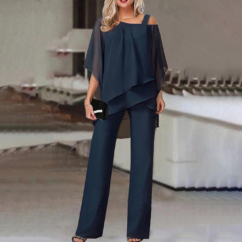 Contemporary Ease Batwing Sleeve Trousers Set