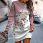 ContrastChic Round Neck Sweater Dress