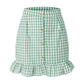 Plaid Lotus Leaf Wrap Skirt