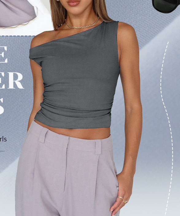 Women’s Sleeveless Off-the-shoulder Cropped Tank Top