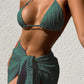 3pcs Halterneck Backless Bikini Set with Mesh Skirt