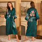 Shadow Red Satin Lace-Up Bathrobe