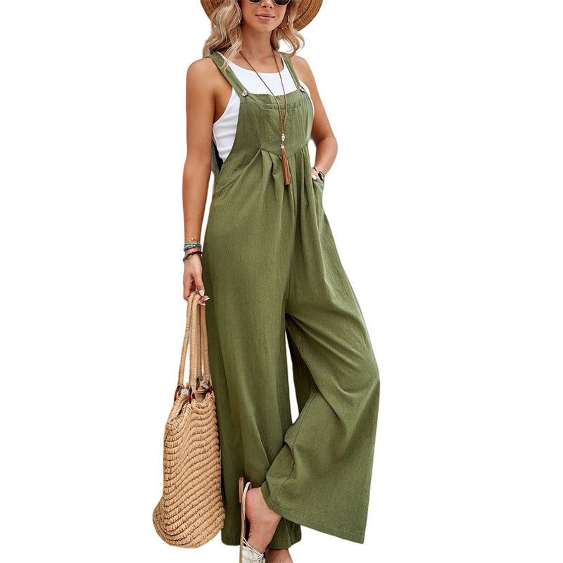 Women’s Casual Loose Overalls with Pockets – Long Bib Jumpsuits