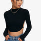 Curved Hem Backless Tie Crop Top