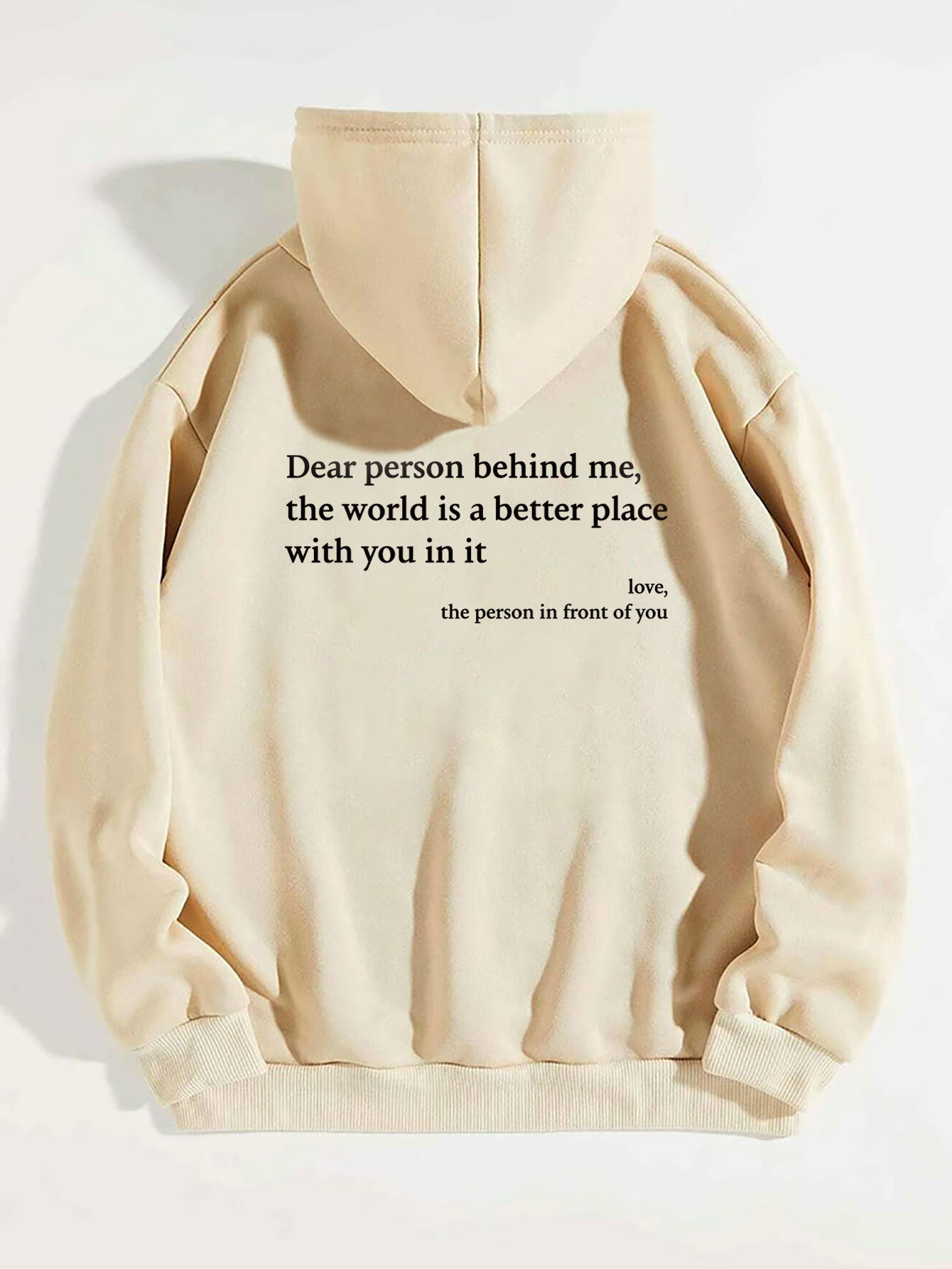 “Dear Person Behind Me” Letter Print Plush Hoodie