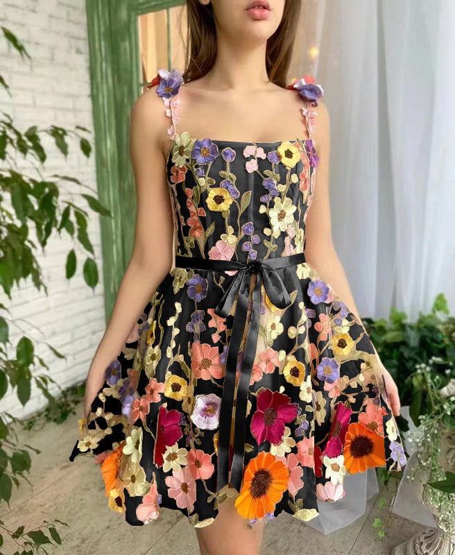 Floral Embroidered A-Line Summer Dress