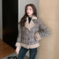 Plaid Luxe Woolen Fur Coat