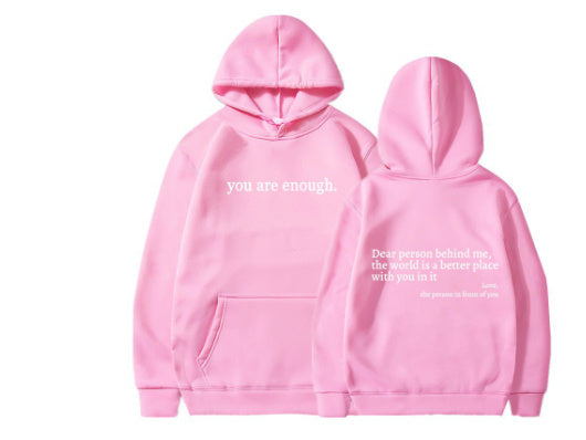 “Dear Person Behind Me” Letter Print Plush Hoodie