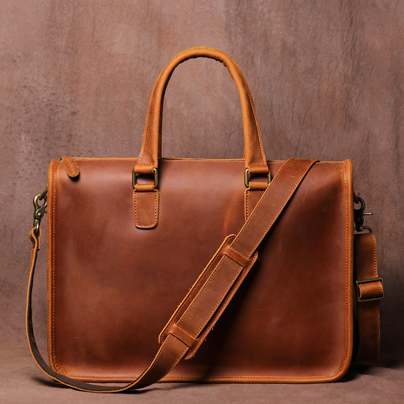 Men’s Crazy Horse Leather Laptop Briefcase