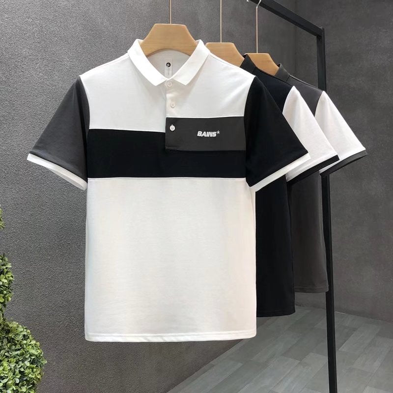 Trend Stitching Contrast Polo Shirt