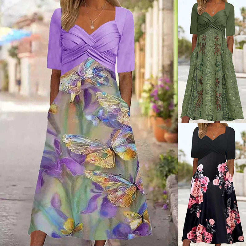 Floral Butterfly Midi Dress