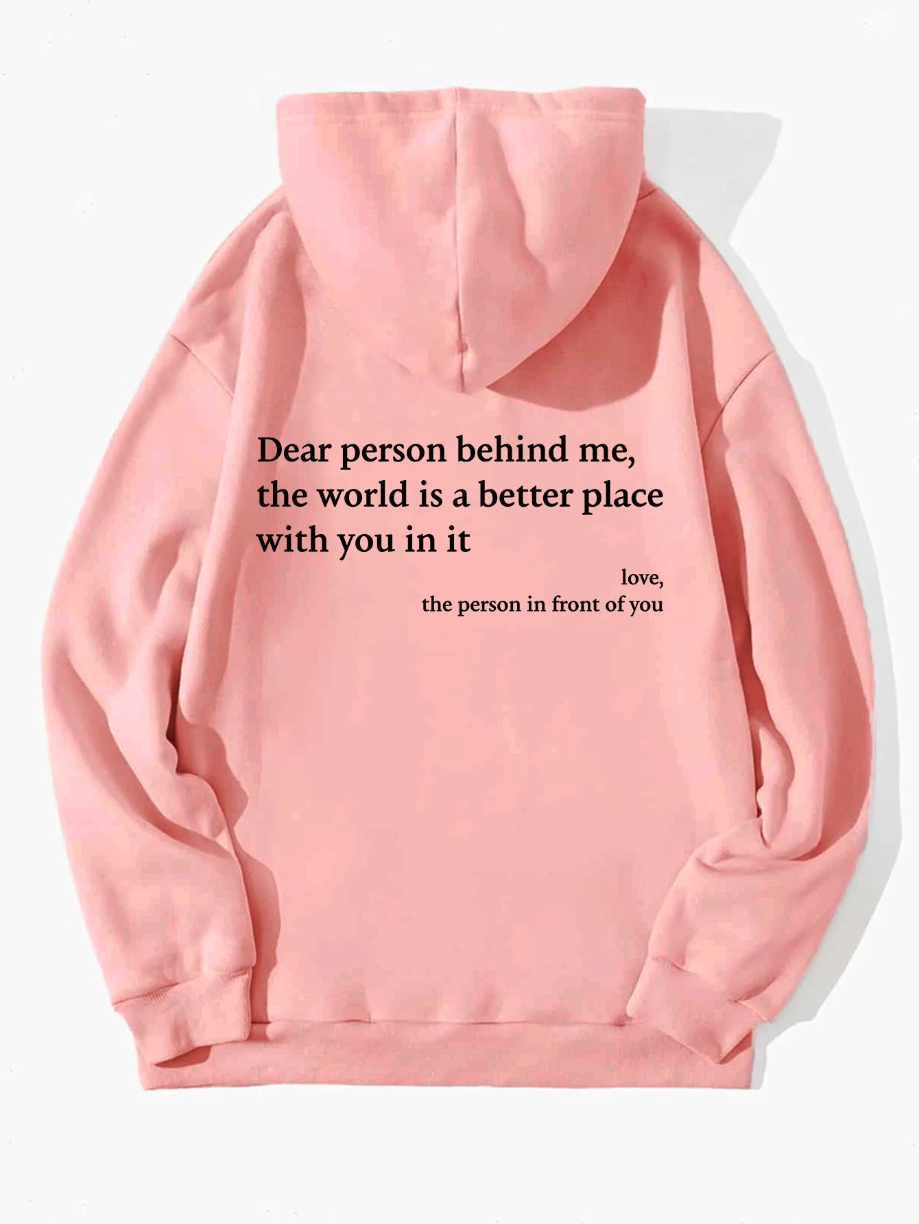 “Dear Person Behind Me” Letter Print Plush Hoodie