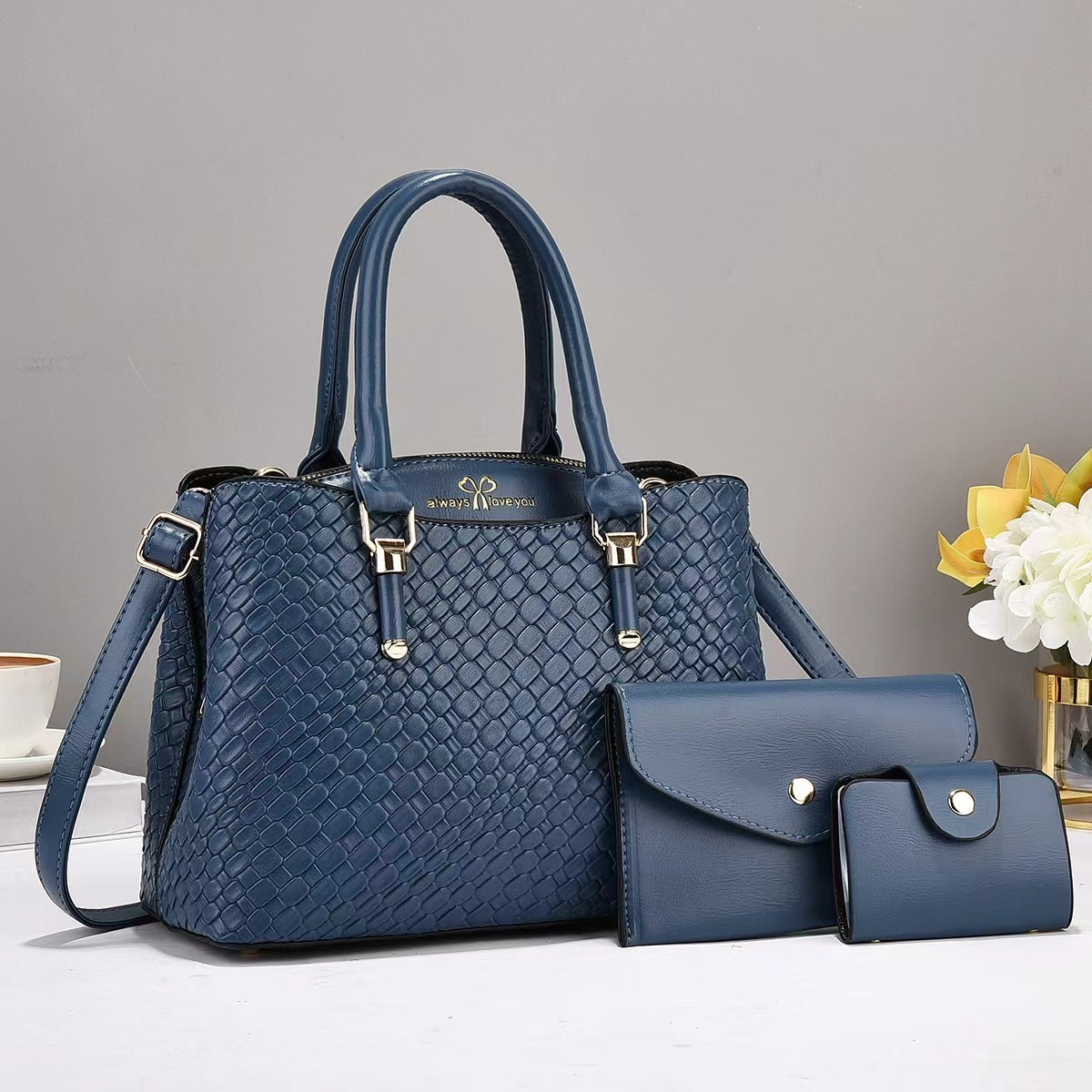 LuxeWeave One-Shoulder 3-Piece Bag Set