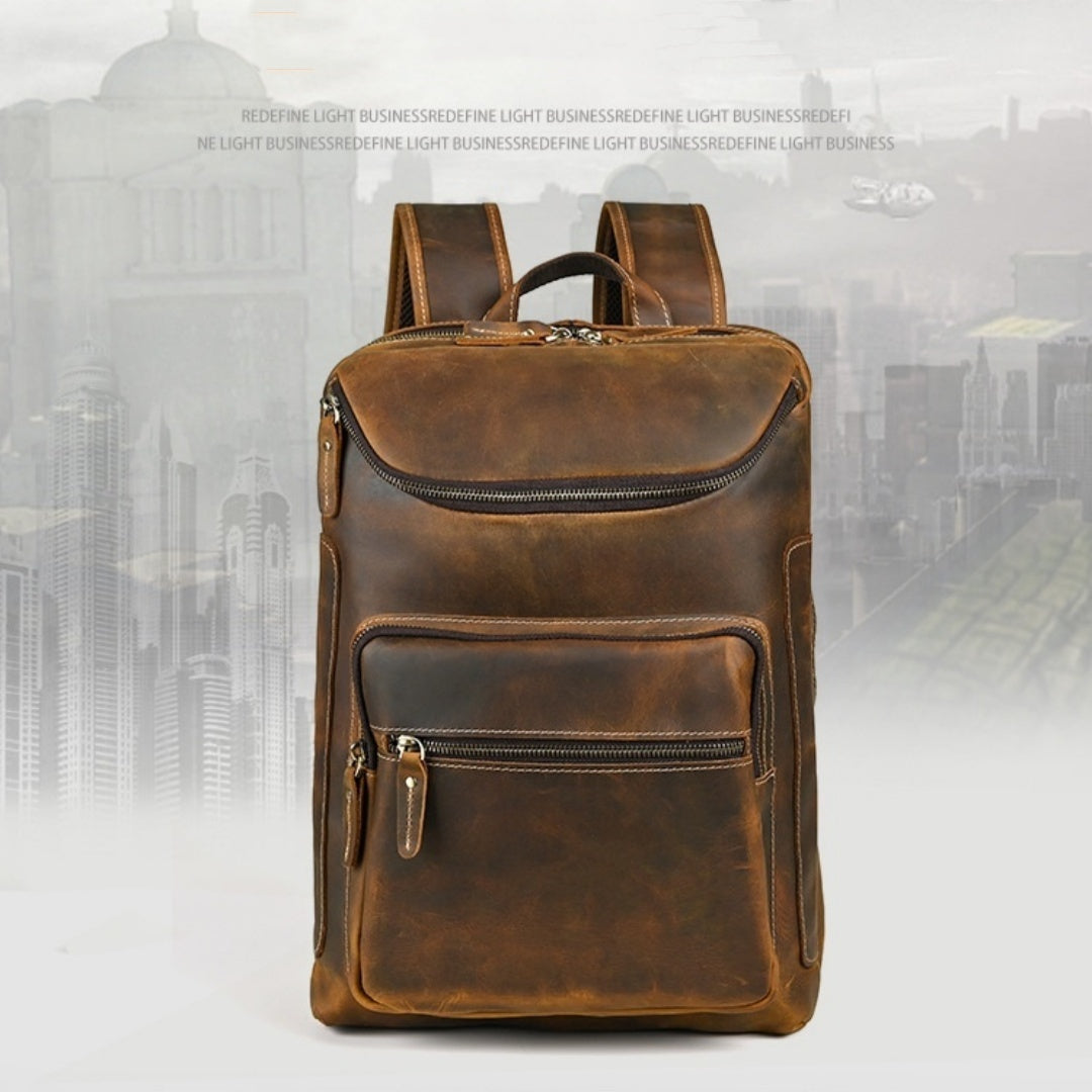 Vintage Leather Large Capacity Travel Backpack