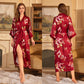 Shadow Red Satin Lace-Up Bathrobe