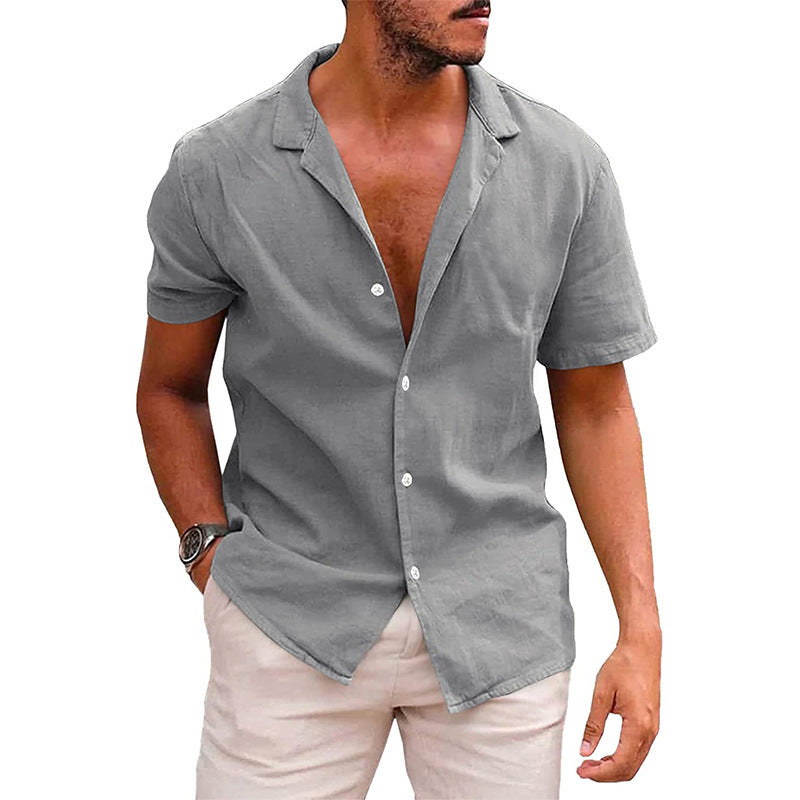 Men’s Casual Button-Down Beach Shirt