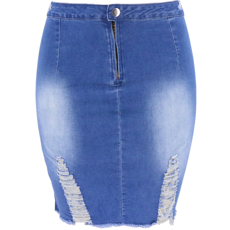 Women’s Ripped Denim Hip Skirt