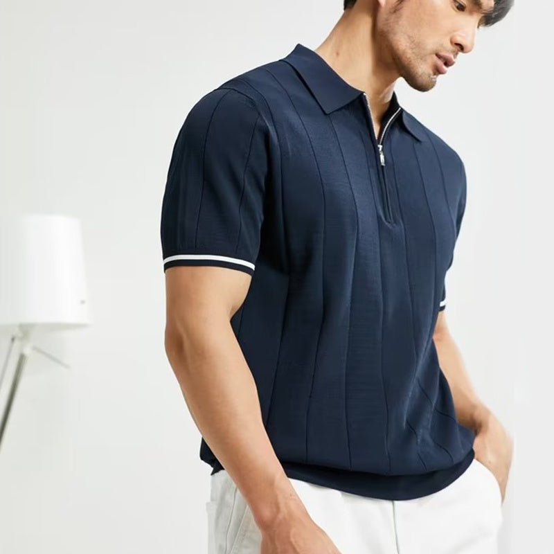 Men’s Summer Polo Shirt Zipper Lapel