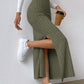 High Waist Side Slit Knitted Skirt