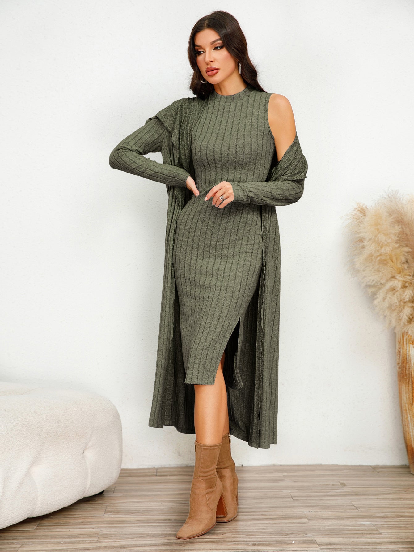 Elegant Long Sleeve Dress Suit