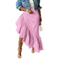 Solid Color Irregular Ruffled Skirt