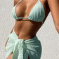 3pcs Halterneck Backless Bikini Set with Mesh Skirt