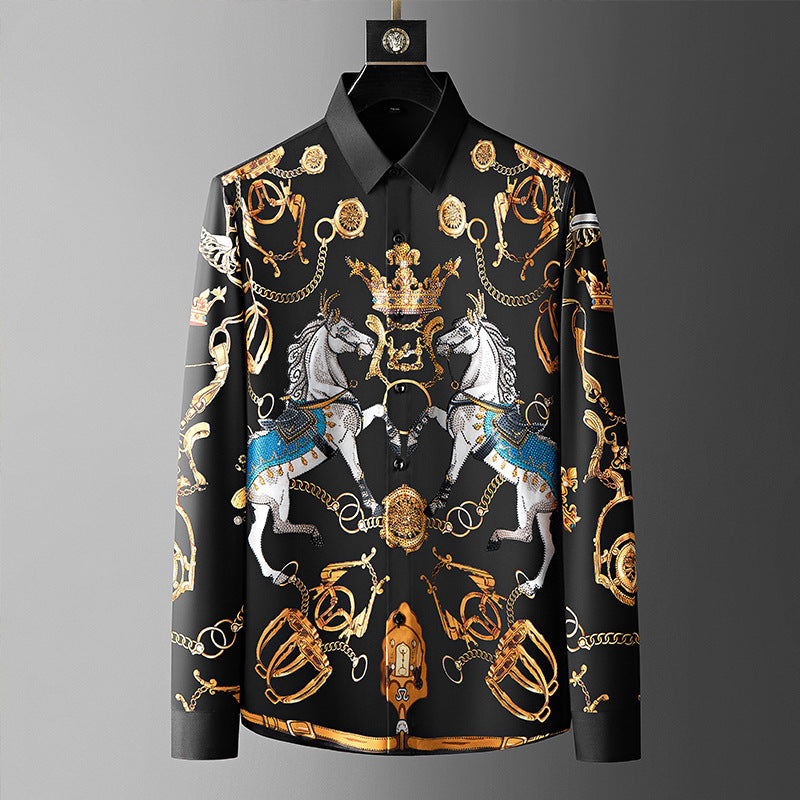 Men’s Long-Sleeved Printed Non-Iron Shirt